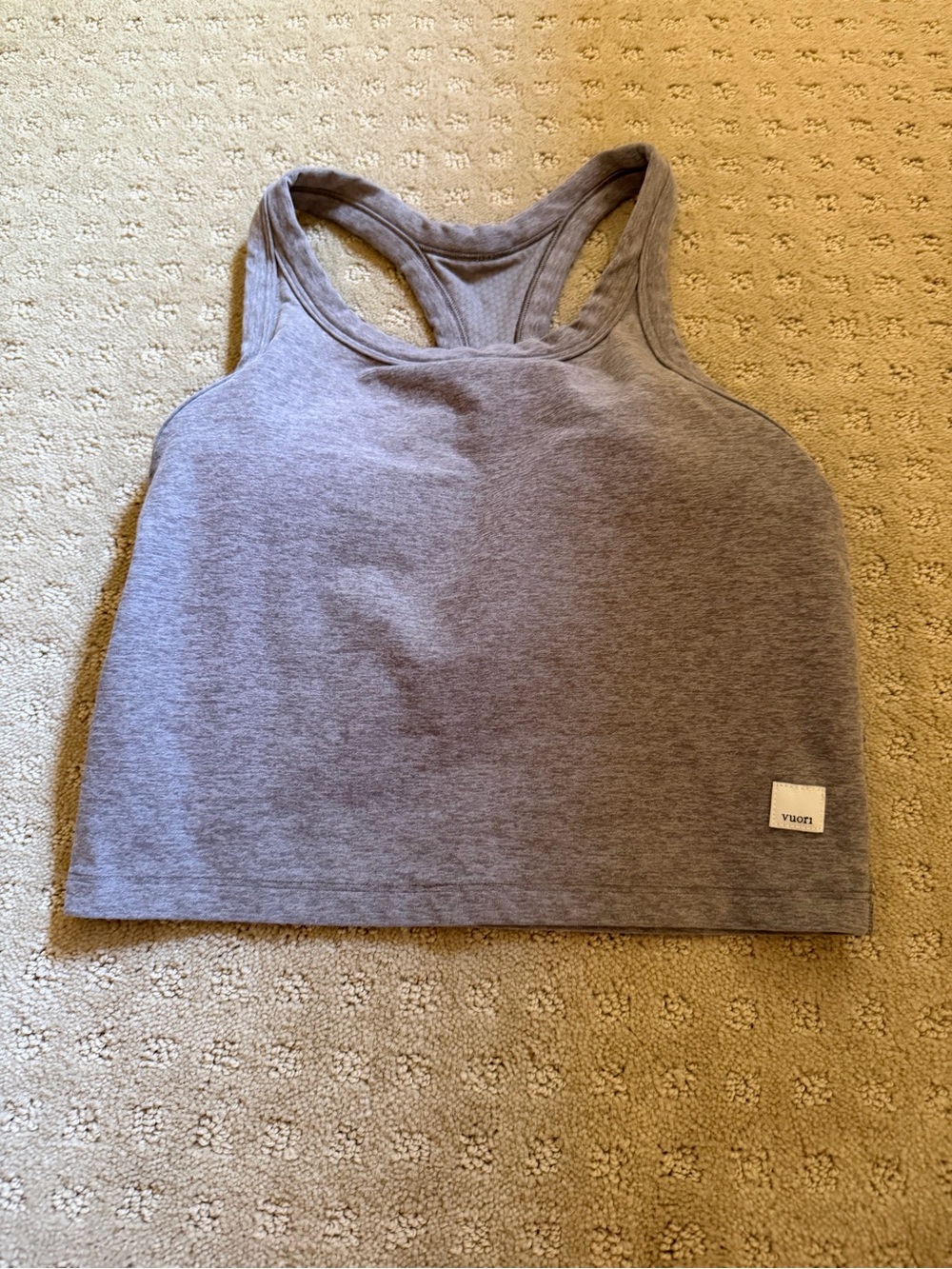 Vuori Heather Gray Racerback Crop Tank Top